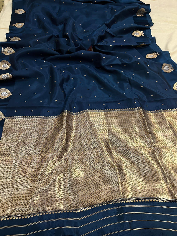 Teal Pure Banarasi Handloom Silk Saree - Aura Benaras