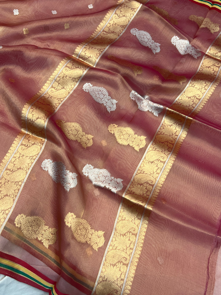 Pink Pure Tissue Silk Handloom Banarasi Saree