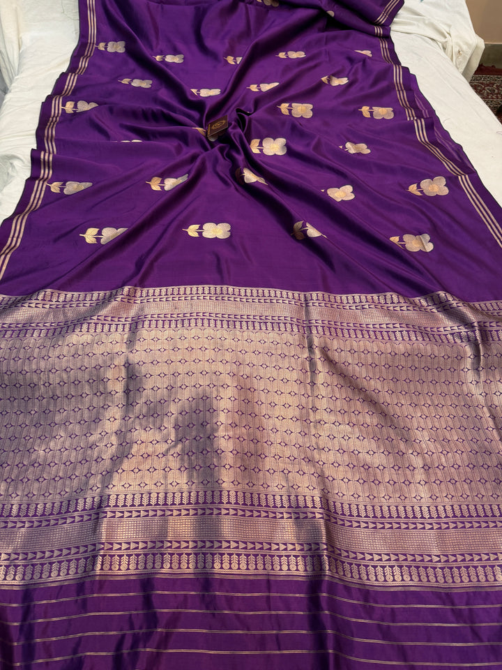 Purple Pure Silk Handloom Banarasi Saree