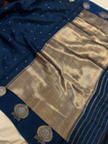Teal Pure Banarasi Handloom Silk Saree - Aura Benaras