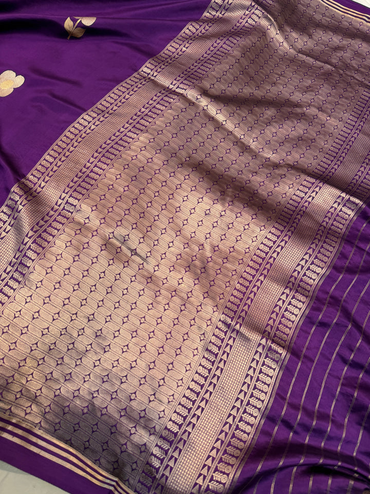 Purple Pure Silk Handloom Banarasi Saree
