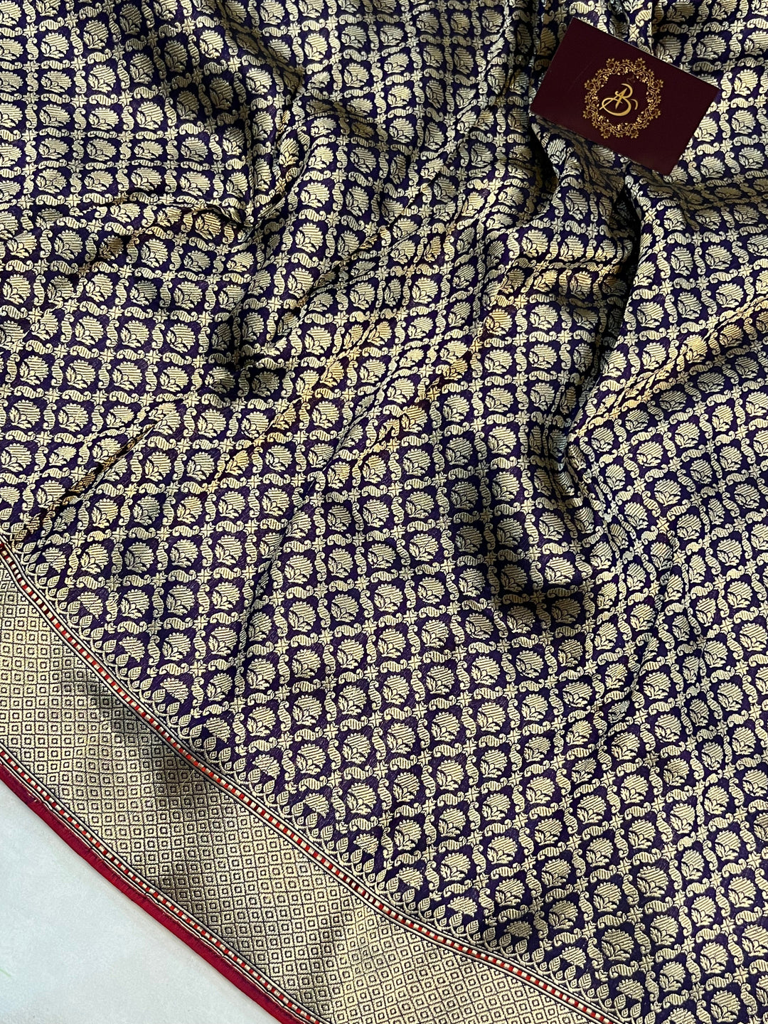 Wine Pure Banarasi Handloom Katan Silk Saree - Aura Benaras