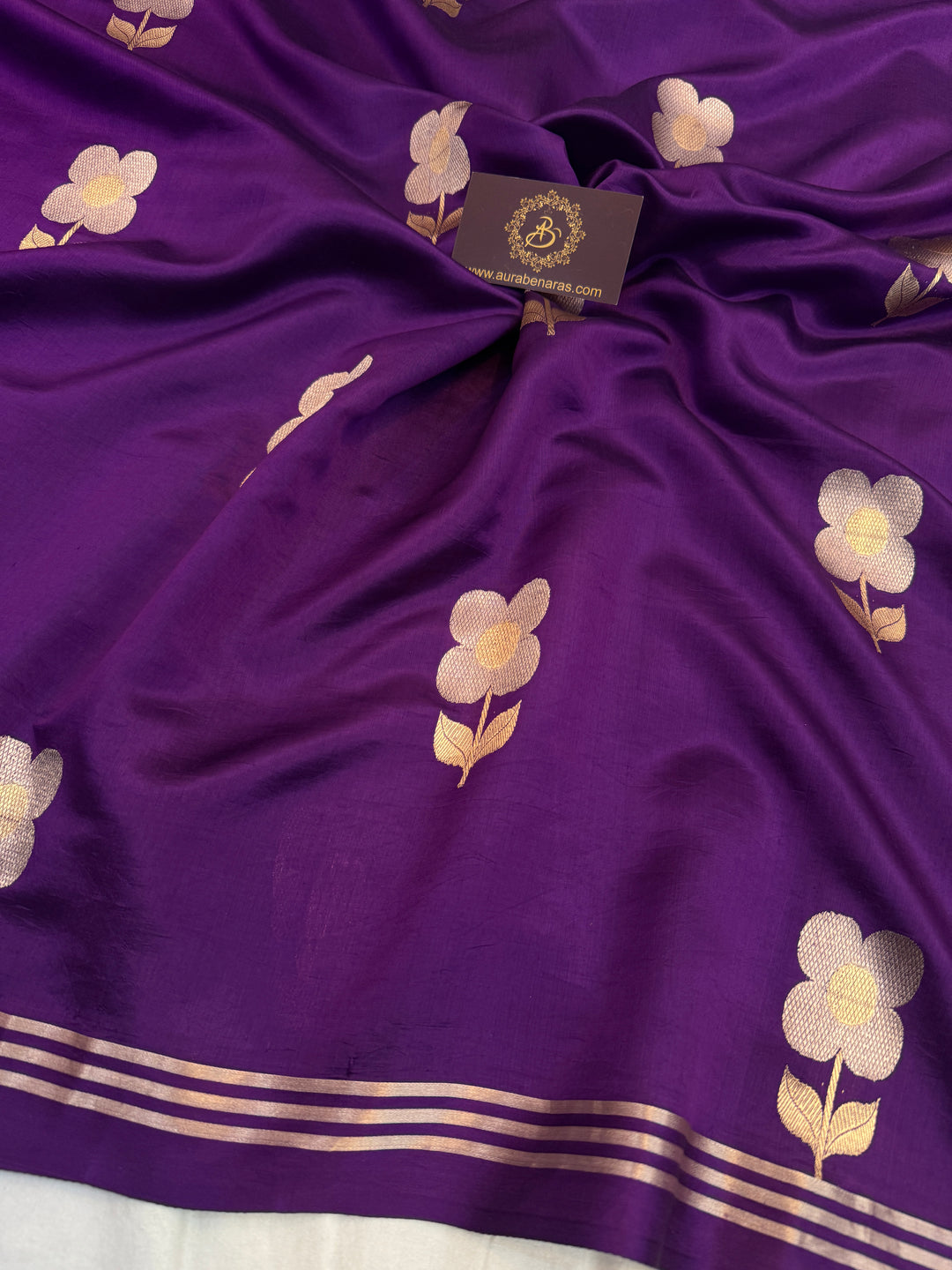 Purple Pure Silk Handloom Banarasi Saree