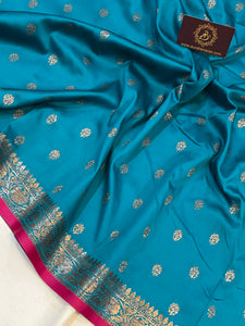 Rama Green Banarasi Handloom Soft Silk Saree - Aura Benaras