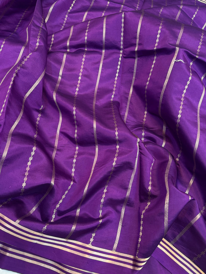 Purple Pure Silk Handloom Banarasi Saree