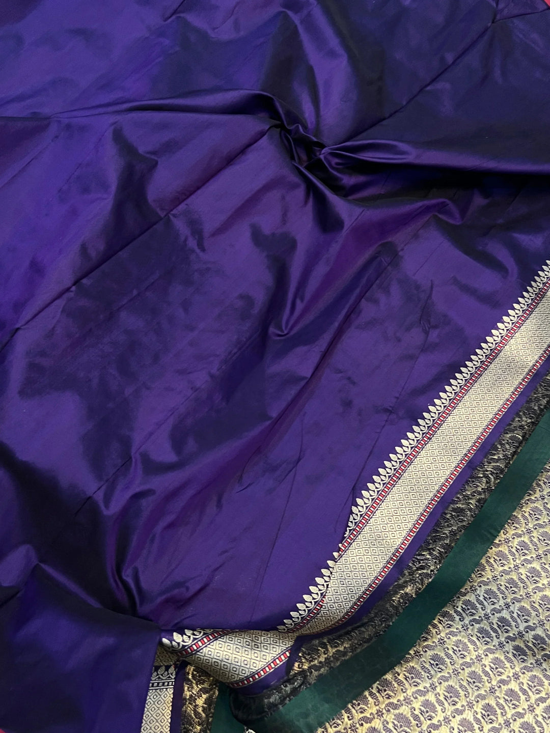 Wine Pure Banarasi Handloom Katan Silk Saree - Aura Benaras