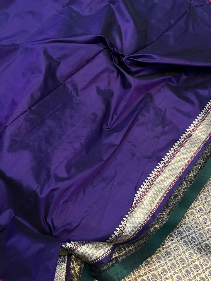 Wine Pure Banarasi Handloom Katan Silk Saree - Aura Benaras