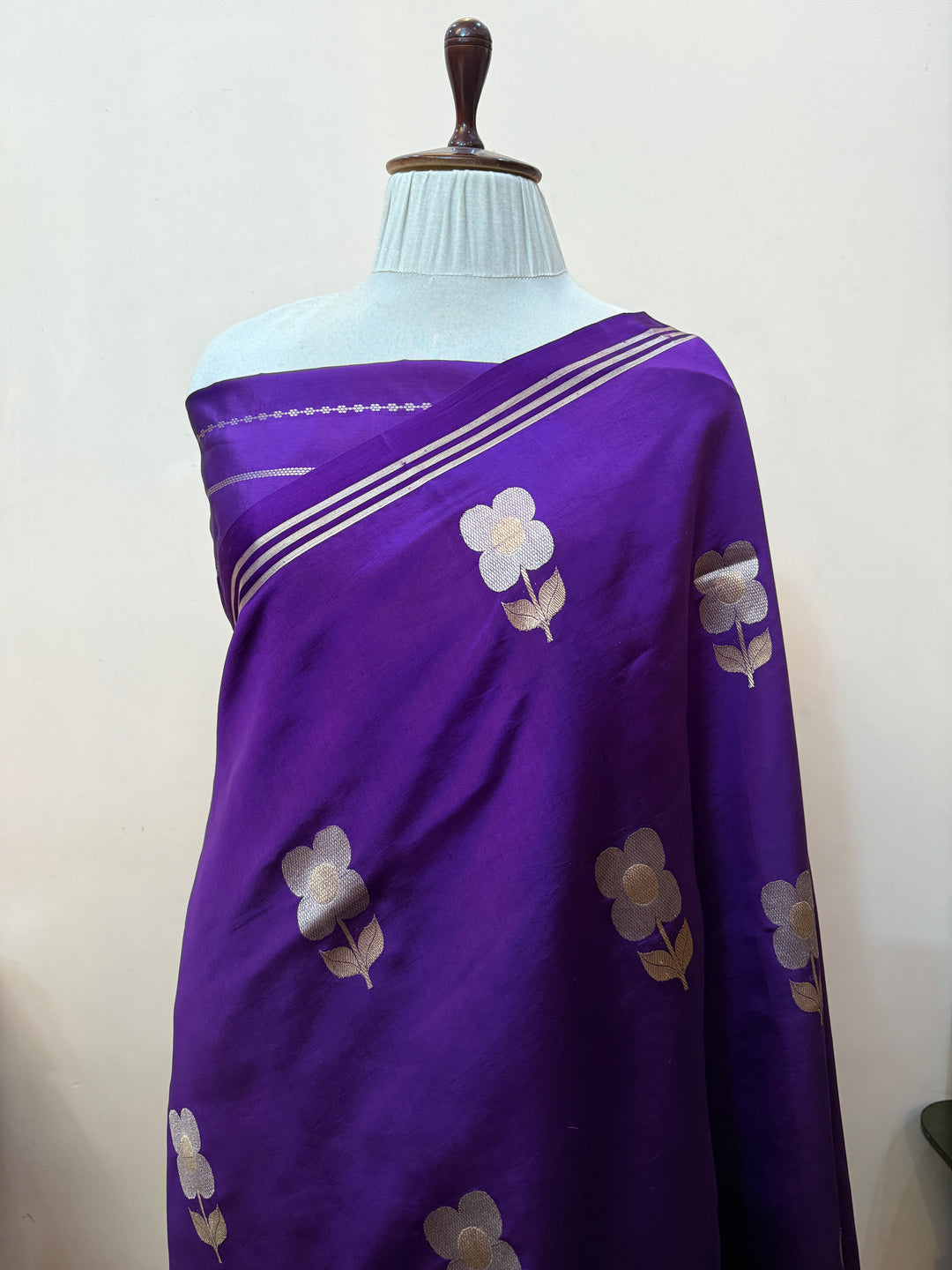 Purple Pure Silk Handloom Banarasi Saree