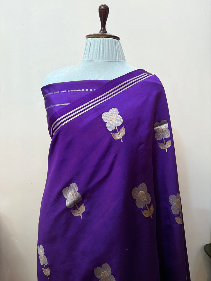 Purple Pure Silk Handloom Banarasi Saree