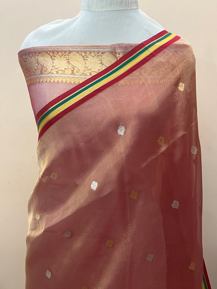 Pink Pure Tissue Silk Handloom Banarasi Saree