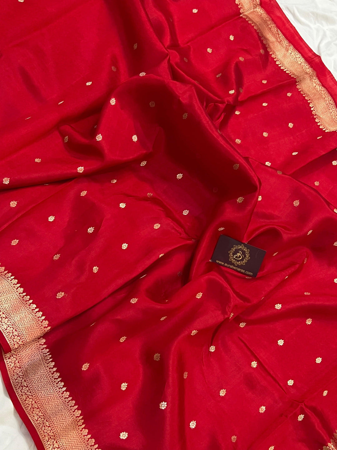Red Pure Banarasi Handloom Silk Saree - Aura Benaras