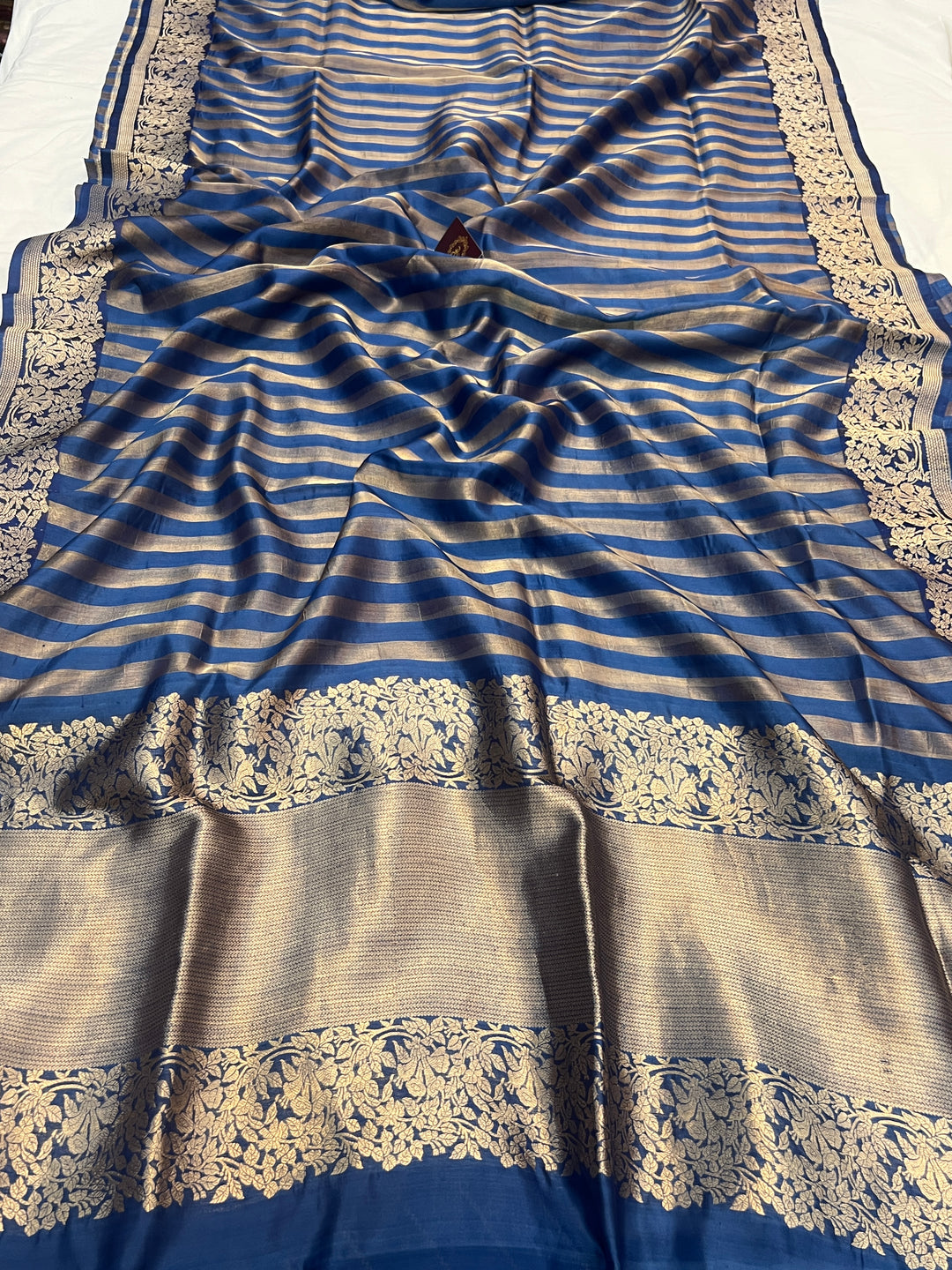 Teal Blue Pure Banarasi Handloom Silk Saree