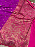 Purple  Banarasi Handloom Soft Silk Saree - Aura Benaras