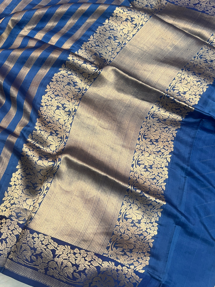 Teal Blue Pure Banarasi Handloom Silk Saree