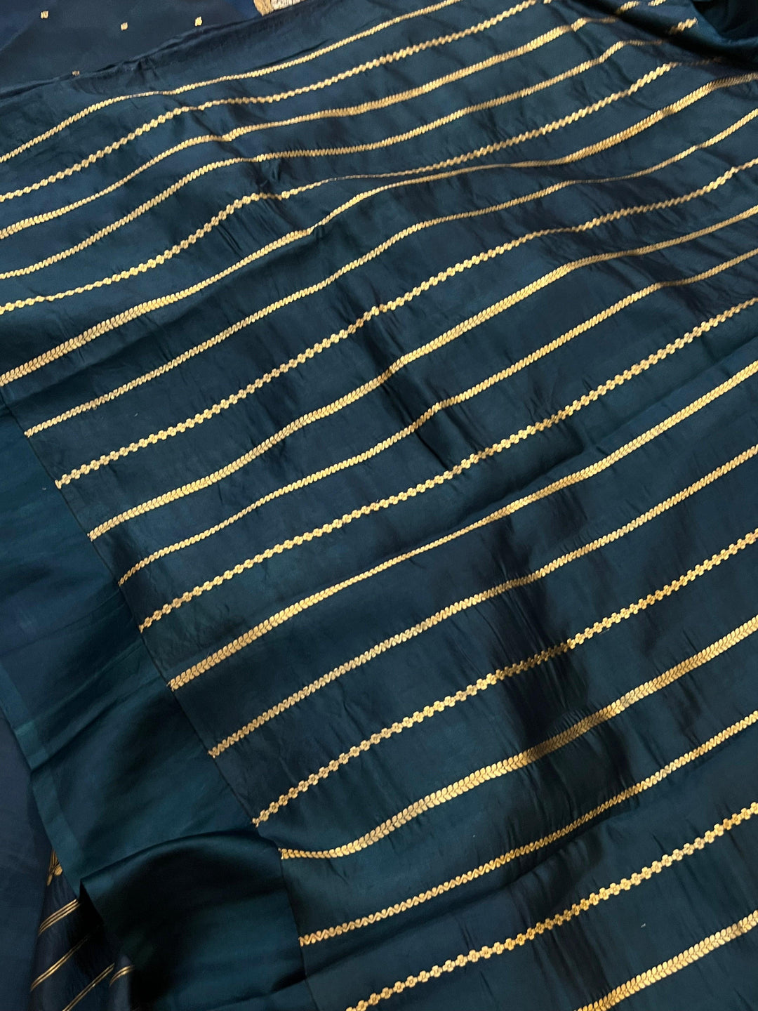 Teal Pure Banarasi Handloom Silk Saree - Aura Benaras