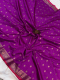 Purple  Banarasi Handloom Soft Silk Saree - Aura Benaras