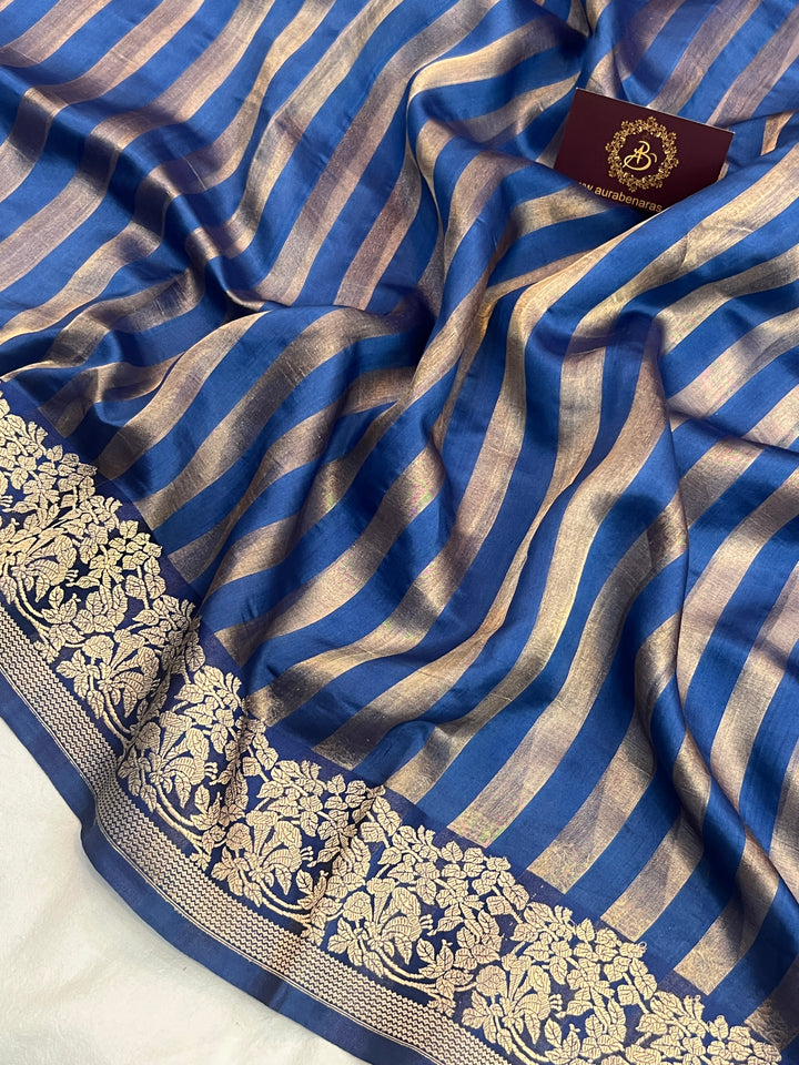Teal Blue Pure Banarasi Handloom Silk Saree