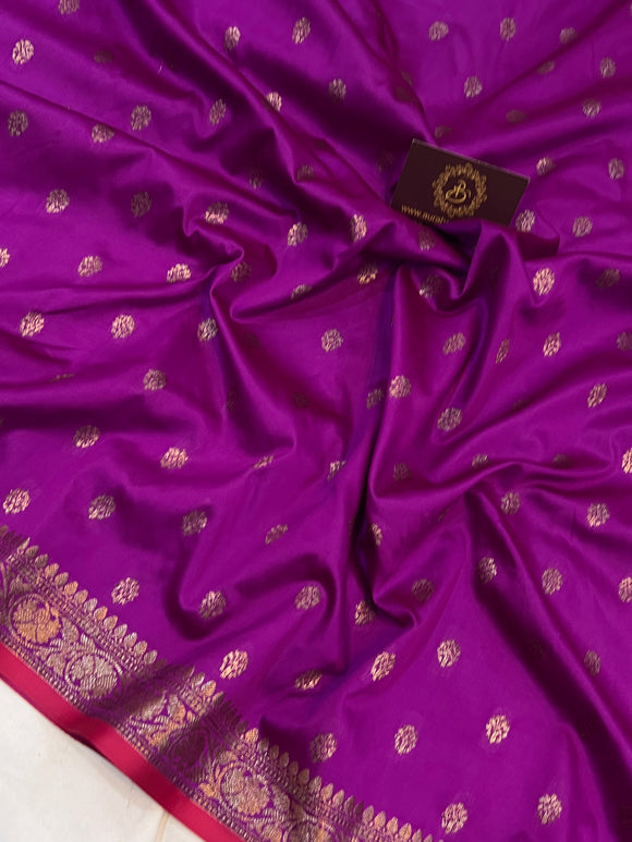 Purple  Banarasi Handloom Soft Silk Saree - Aura Benaras