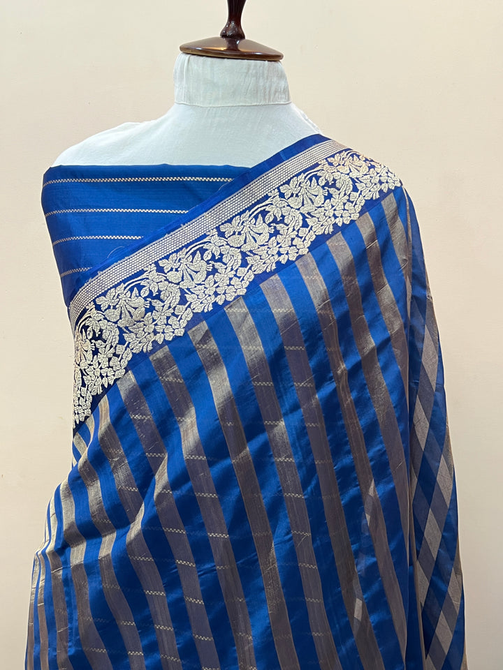 Teal Blue Pure Banarasi Handloom Silk Saree
