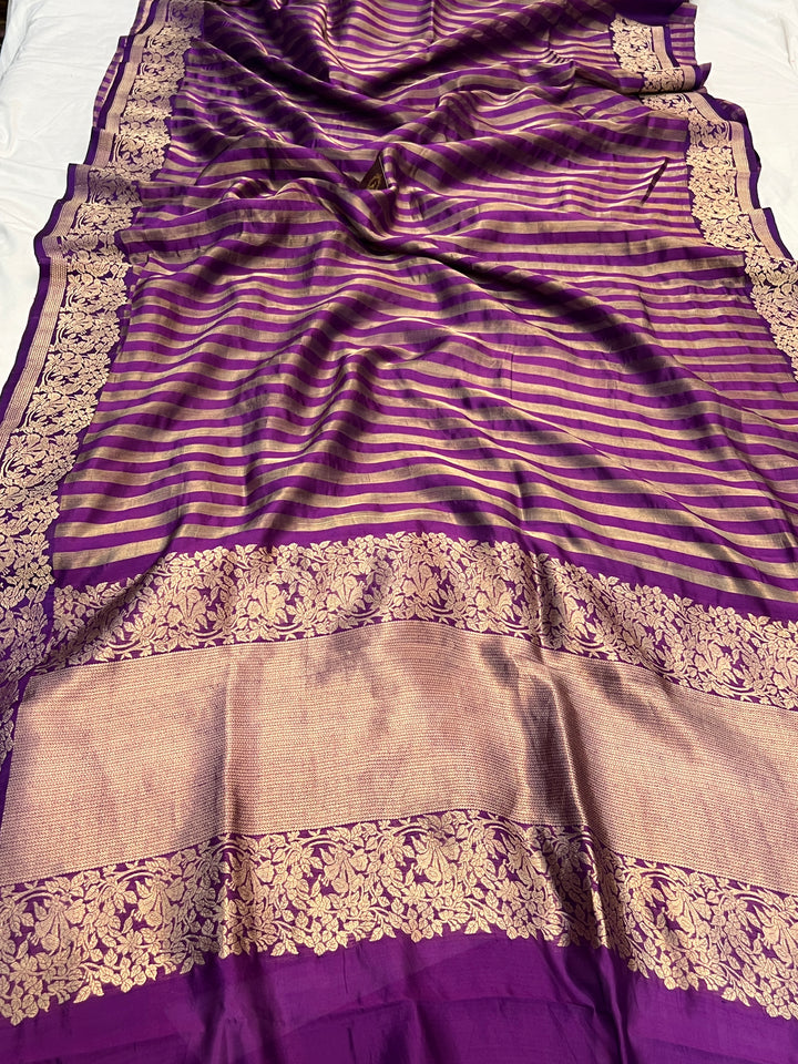 Purple Pure Banarasi Handloom Silk Saree