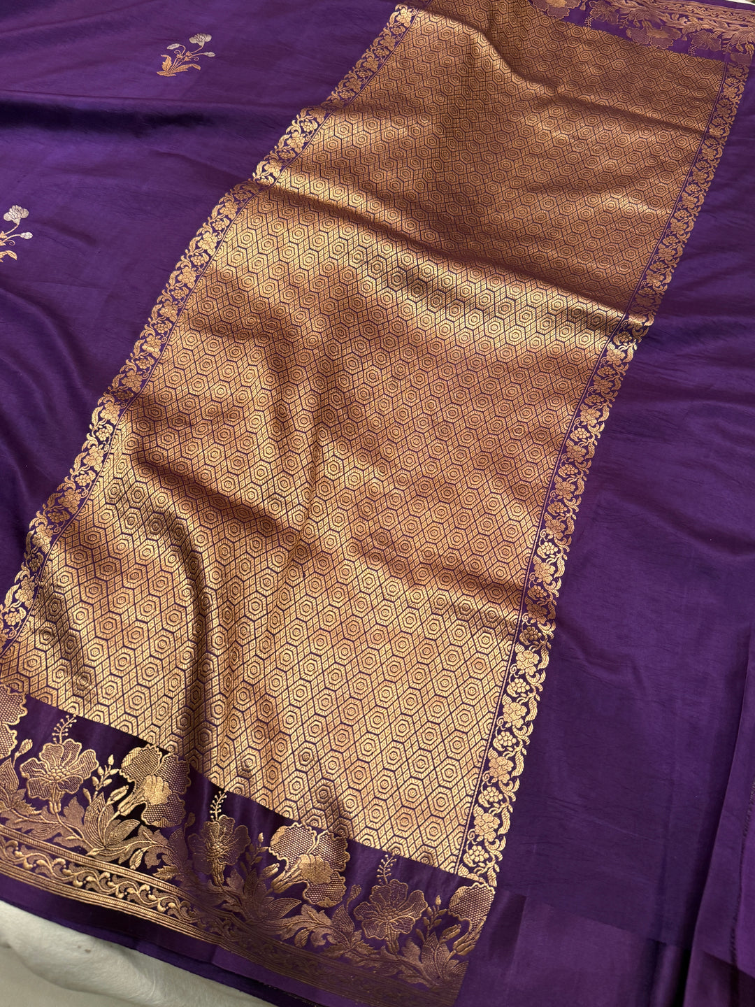 Purple Pure Silk Handloom Banarasi Saree