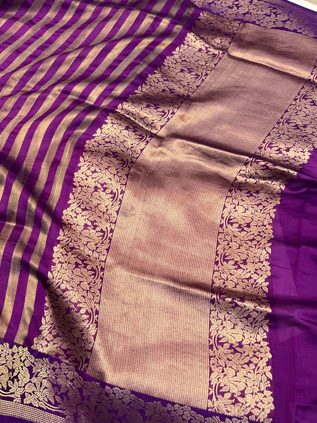 Purple Pure Banarasi Handloom Silk Saree