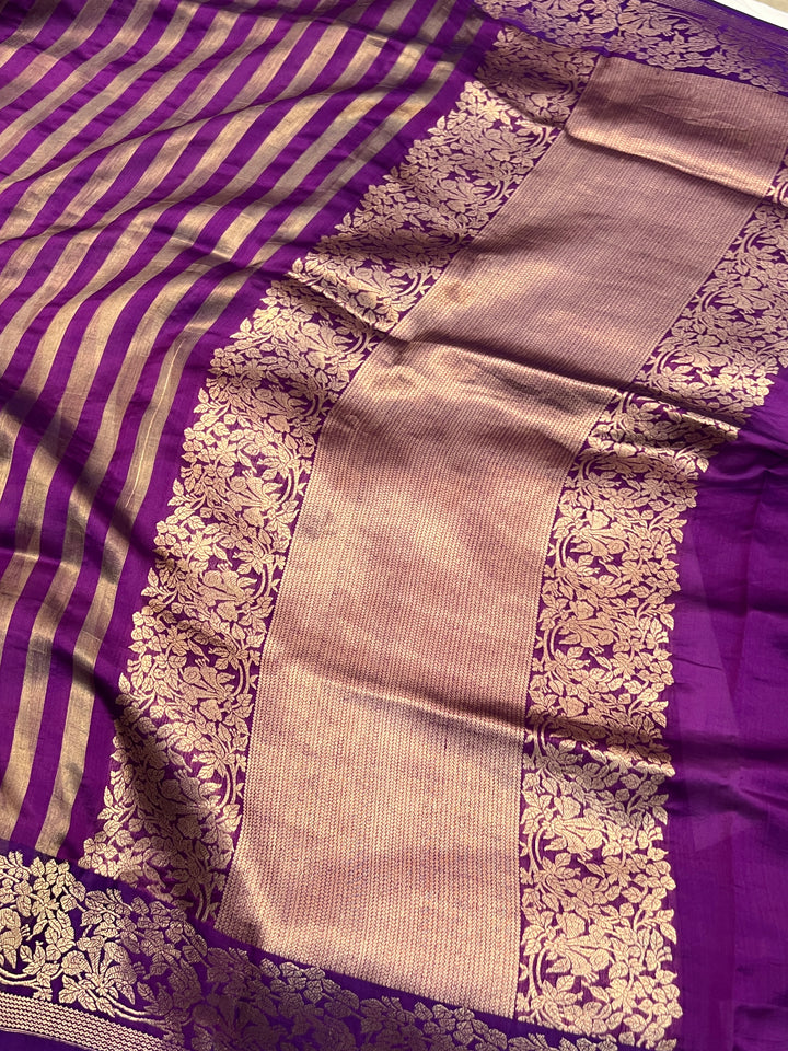 Purple Pure Banarasi Handloom Silk Saree
