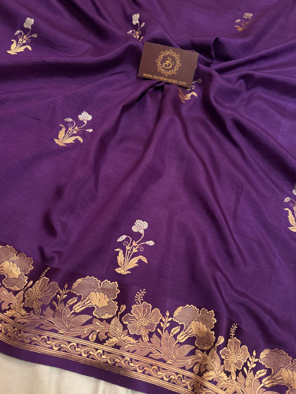 Purple Pure Silk Handloom Banarasi Saree