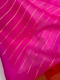 Orange - Red - Rani Shaded Banarasi Handloom Kora Silk Saree - Aura Benaras