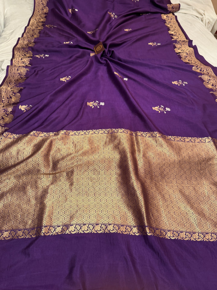 Purple Pure Silk Handloom Banarasi Saree