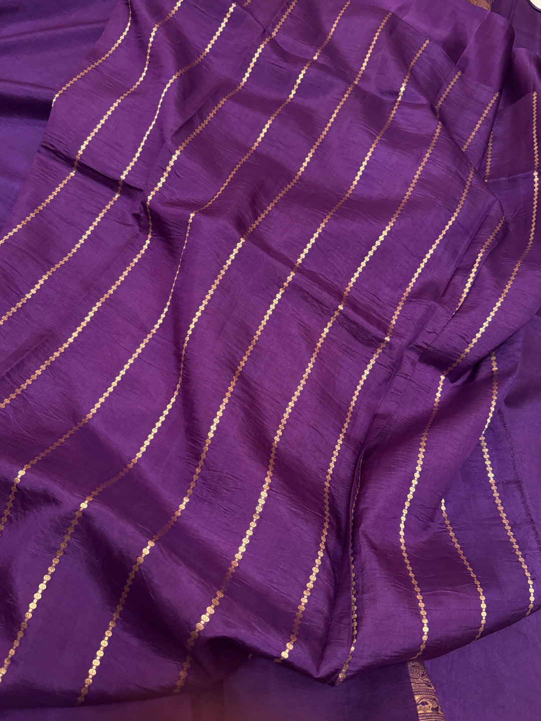 Purple Pure Silk Handloom Banarasi Saree
