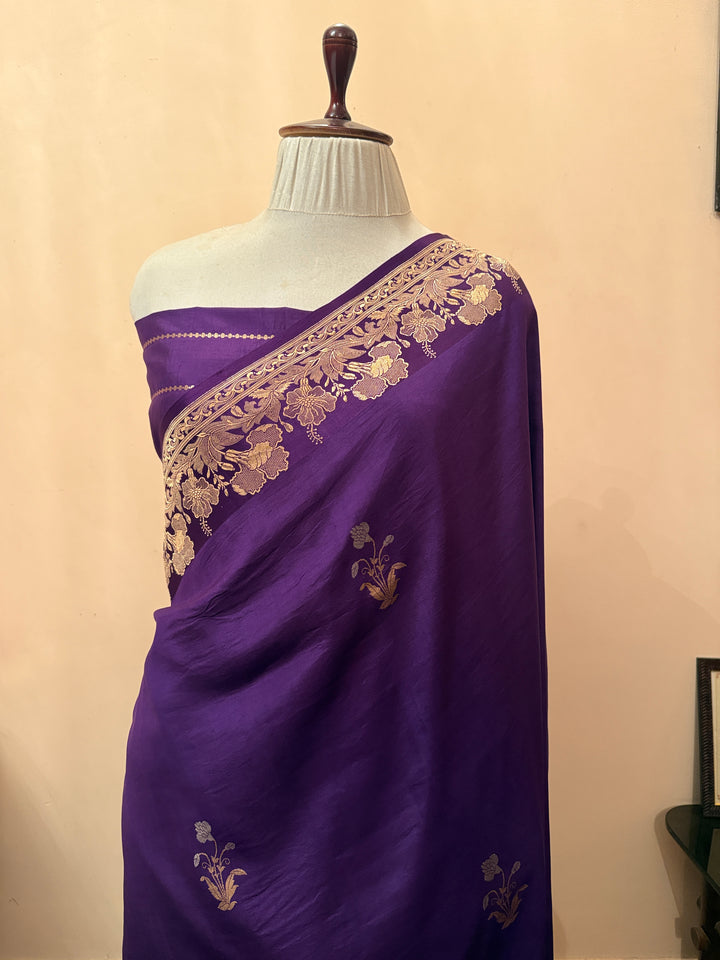 Purple Pure Silk Handloom Banarasi Saree