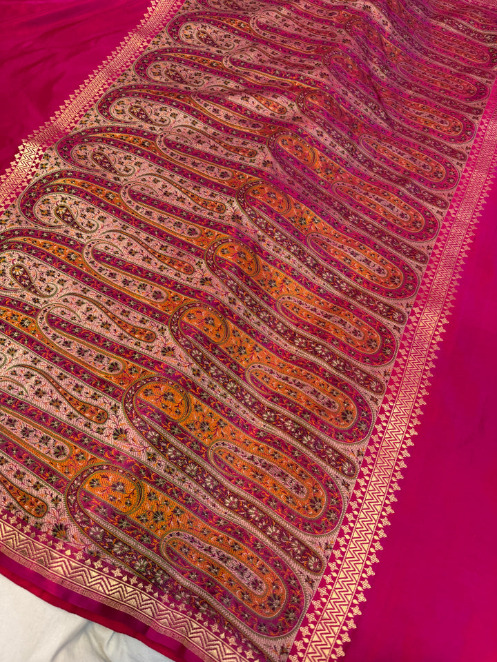 Rani Pink Pure Banarasi Handloom Katan Satin Silk Saree