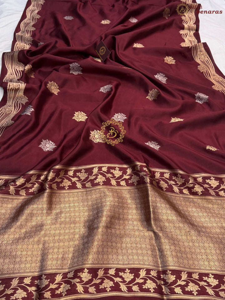Maroon Pure Silk Handloom Banarasi Saree