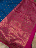 Blue Banarasi Handloom Soft Silk Saree - Aura Benaras