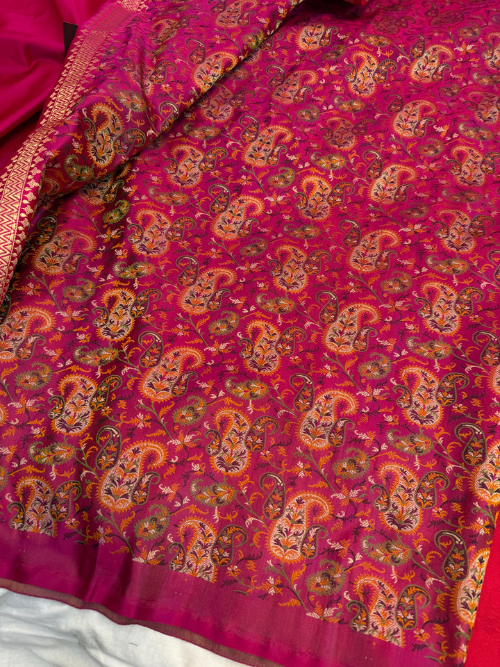 Rani Pink Pure Banarasi Handloom Katan Satin Silk Saree
