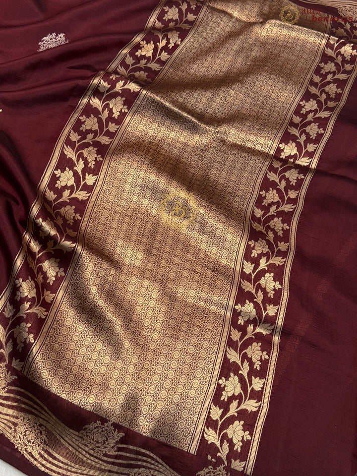 Maroon Pure Silk Handloom Banarasi Saree