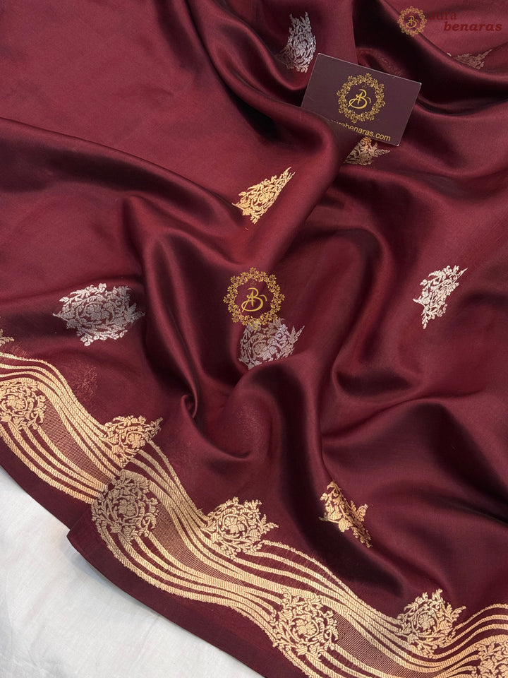 Maroon Pure Silk Handloom Banarasi Saree