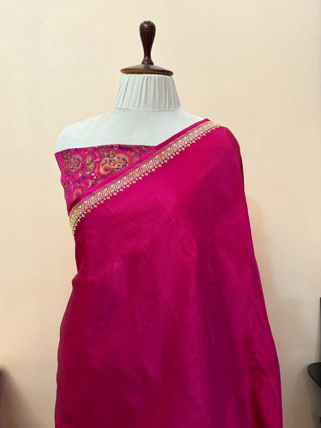 Rani Pink Pure Banarasi Handloom Katan Satin Silk Saree
