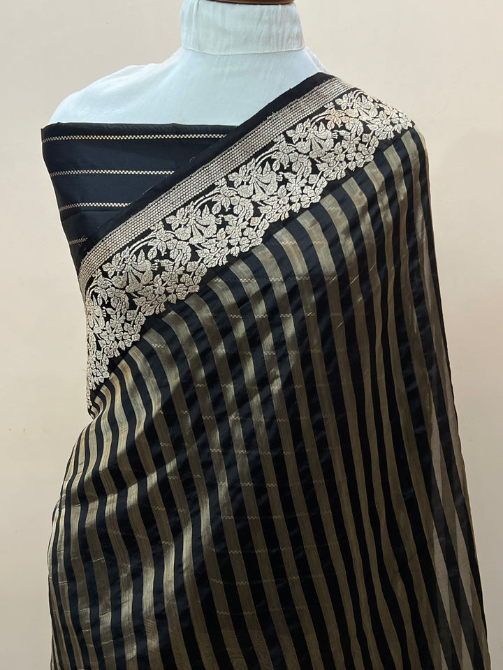 Black Pure Banarasi Handloom Silk Saree