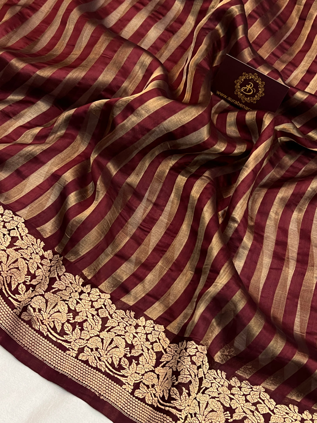 Maroon Pure Banarasi Handloom Silk Saree