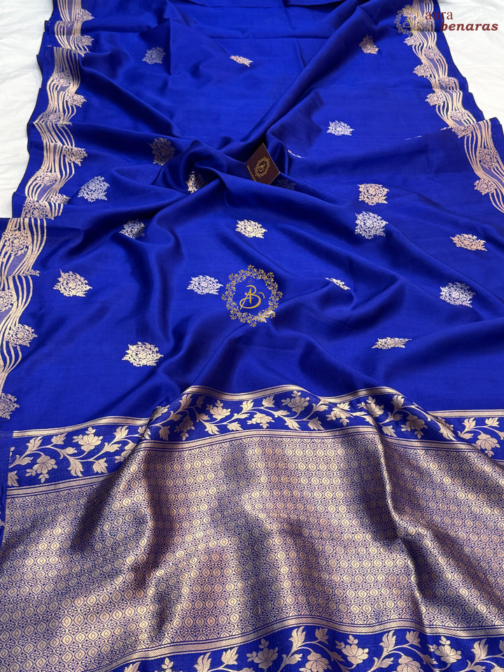 Royal Blue Pure Silk Handloom Banarasi Saree