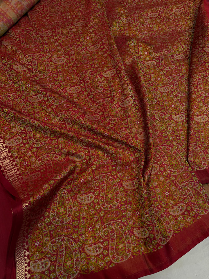 Maroon Pure Banarasi Handloom Katan Satin Silk Saree