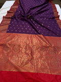 Purple Banarasi Handloom Soft Silk Saree - Aura Benaras