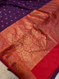 Purple Banarasi Handloom Soft Silk Saree - Aura Benaras