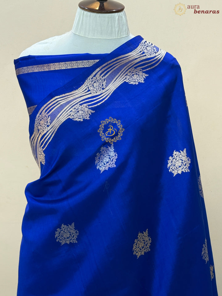 Royal Blue Pure Silk Handloom Banarasi Saree