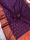 Purple Banarasi Handloom Soft Silk Saree - Aura Benaras