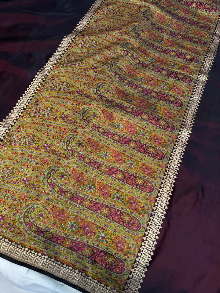 Black Pure Banarasi Handloom Katan Satin Silk Saree