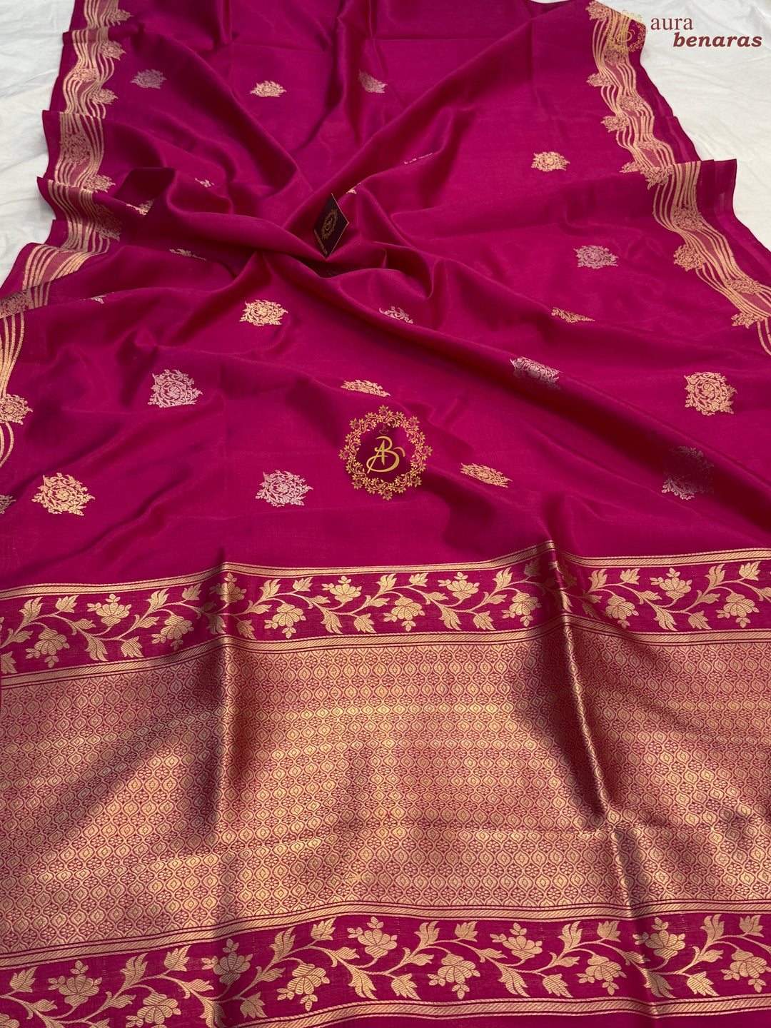 Rani Pink Pure Silk Handloom Banarasi Saree