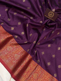 Purple Banarasi Handloom Soft Silk Saree - Aura Benaras